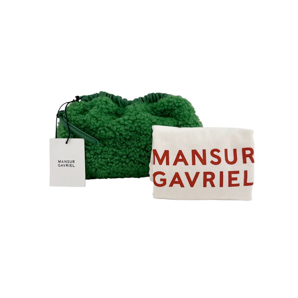 MANSUR GAVRIEL Mini Cloud Clutch Bag in Emerald Shearling - Picture 4 of 13